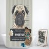 Pug Shower Curtain, Funny Bathroom Decor