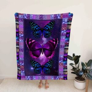 Purple Butterfly Quilt Blanket - Family Throw or Great Gifts for Family