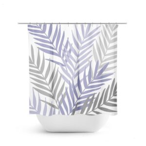 Purple Gray Bathroom, Lavender Bathroom, Palm Tree Shower Curtain, Tropical Bathroom, Guest Bathroom, Botanical Bath Curtain