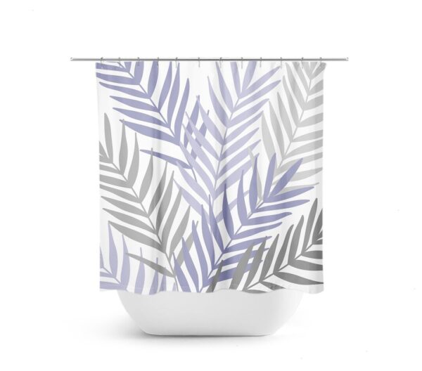 Purple Gray Bathroom, Lavender Bathroom, Palm Tree Shower Curtain, Tropical Bathroom, Guest Bathroom, Botanical Bath Curtain