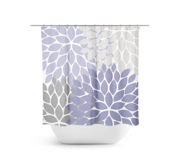 Purple Gray Shower Curtain, Floral Bath Curtain, Lavender Bathroom, Fabric Shower Curtain, Girls Bathroom Decor, Purple Bathroom