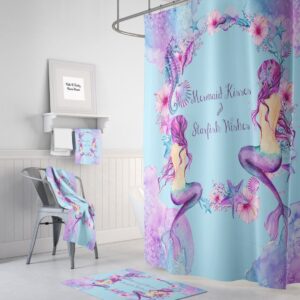Purple Mermaid Shower Curtain for Bathroom Decor, Home Decor