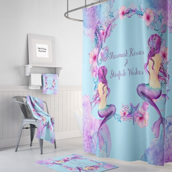 Purple Mermaid Shower Curtain for Bathroom Decor, Home Decor