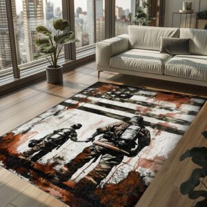 Quality Time: Firefighter-Themed Rugs for Father and Son, Firefighter Rugs for Living Room Bedroom, Firefighter Rectangular Rugs Full Size FR110