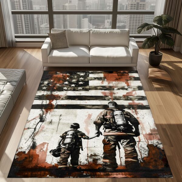 Quality Time: Firefighter-Themed Rugs for Father and Son, Firefighter Rugs for Living Room Bedroom, Firefighter Rectangular Rugs Full Size FR110