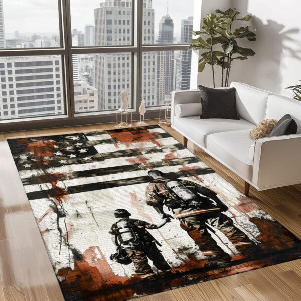 Quality Time: Firefighter-Themed Rugs for Father and Son, Firefighter Rugs for Living Room Bedroom, Firefighter Rectangular Rugs Full Size FR110