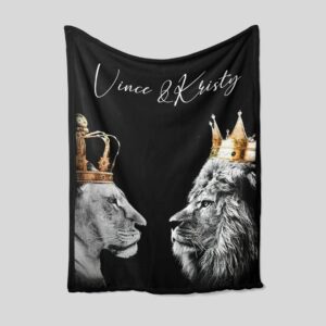Queen And King Lion Quilt Blanket - Monogrammed, Family Throw or Suitable for Home Decoration