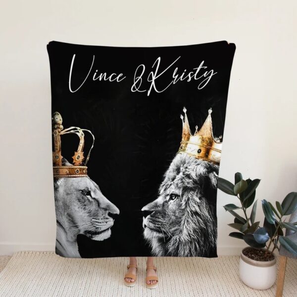 Queen And King Lion Quilt Blanket - Monogrammed, Family Throw or Suitable for Home Decoration