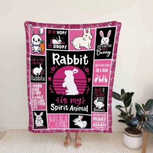 Rabbit Spirit Animal Quilt Blanket - Custom Name, Carrot, Baby or Perfect for Bedroom Decor