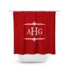 Red Shower Curtain, Monogram Shower Curtain, Modern Bathroom Decor, Personalized Master Bath Curtain Decor