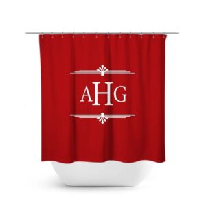 Red Shower Curtain, Monogram Shower Curtain, Modern Bathroom Decor, Personalized Master Bath Curtain Decor