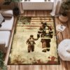 Resilient Spirit: Dad Fire Fighter and Son Firefighter Rectangular Personalized Carpets, Firefighter Rugs for Living Room Bedroom, Firefighter Rectangular Rugs Full Size FR93