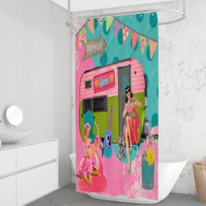 Retro Camper Shower Curtain Vintage Queens