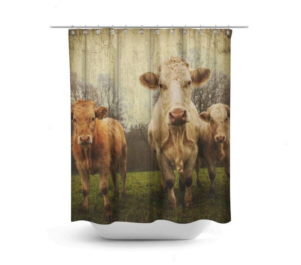 Rustic Cow Shower Curtain for Bathroom Decor, Home Decor