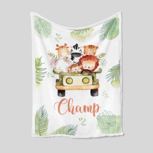 Safari Nursery Theme Quilt Blanket - Custom Baby, Lion, Elephant, Giraffe, Zebra or Great Gifts for Family