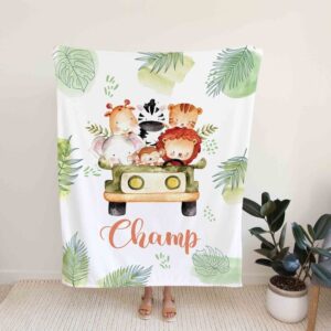 Safari Nursery Theme Quilt Blanket - Custom Baby, Lion, Elephant, Giraffe, Zebra or Great Gifts for Family