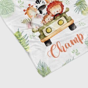 Safari Nursery Theme Quilt Blanket - Custom Baby, Lion, Elephant, Giraffe, Zebra or Great Gifts for Family