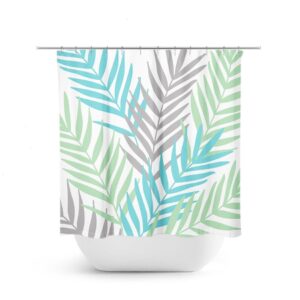 Sea Glass Shower Curtain, Green Blue Gray Bathroom Decor, Palm Tree Leaves Shower Curtain, Tropical Bathroom, Guest Bathroom