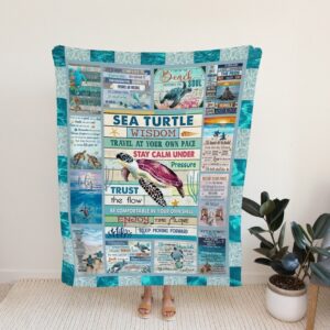 Sea Turtle Quilt Blanket - Ocean Family Throw or Christmas Gift
