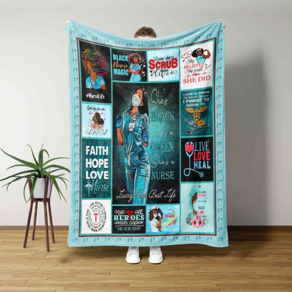 She Is Queen Black Nurse Quilt Blanket - Great Gifts for Family or Home Decoration