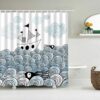 Ship In The Ocean Wave Shower Curtain, Blue Sea Beach Coastal Octopus Curtain, Bath Tub Curtain