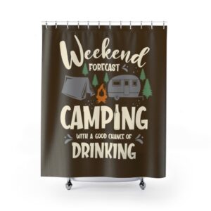 Shower Curtain Camping and Drinking for Bathroom Decor, Home Decor