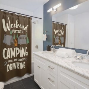 Shower Curtain Camping and Drinking for Bathroom Decor, Home Decor
