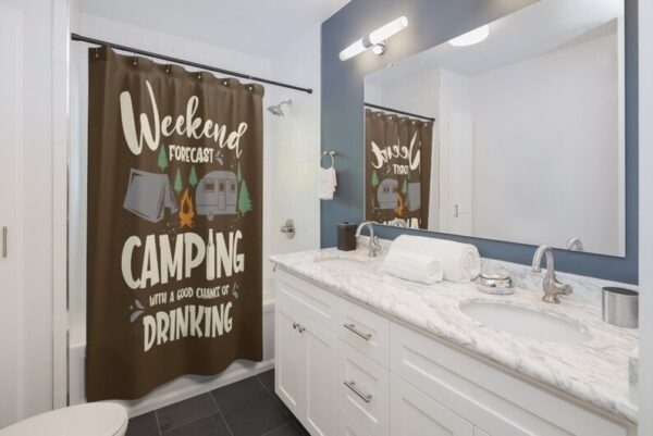 Shower Curtain Camping and Drinking for Bathroom Decor, Home Decor