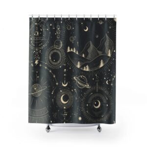 Shower Curtain Celestial Moon Space Cosmos