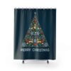 Shower Curtain Merry Christmas Tree Holiday