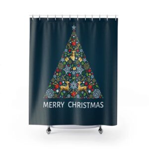 Shower Curtain Merry Christmas Tree Holiday
