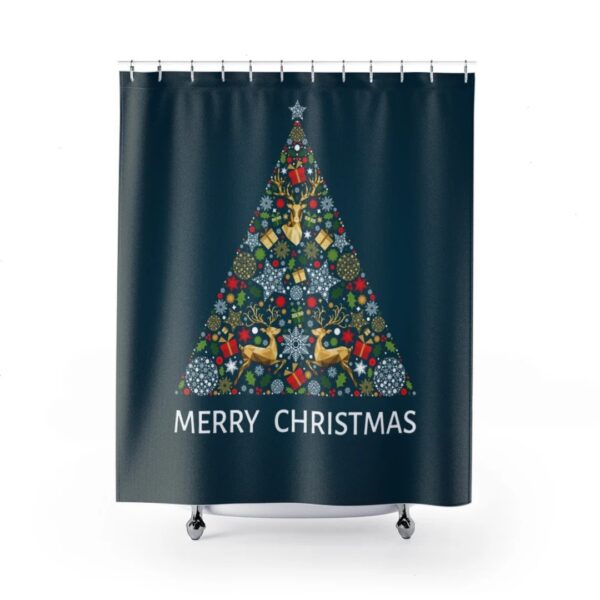 Shower Curtain Merry Christmas Tree Holiday