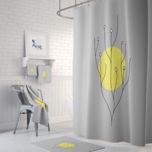 Shower Curtain Mid Century Modern Sun for Bathroom Decor, Home Decor