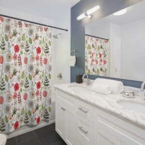 Shower Curtain Poppies Botanical Flower for Bathroom Decor, Home Decor