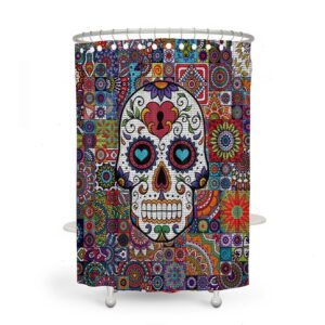 Shower Curtain Sugar Skull Curtain for Bathroom Decor, Home Decor