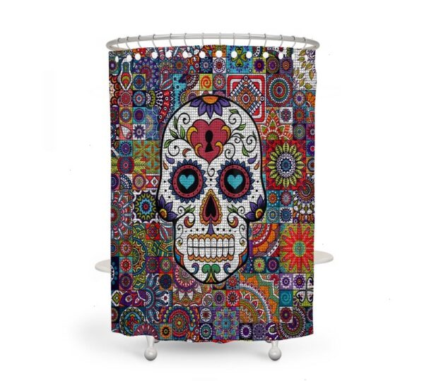 Shower Curtain Sugar Skull Curtain for Bathroom Decor, Home Decor