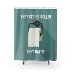 Shower Curtain Toilet Paper Adult Humor for Bathroom Decor, Home Decor