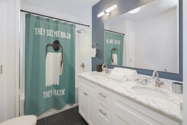 Shower Curtain Toilet Paper Adult Humor for Bathroom Decor, Home Decor