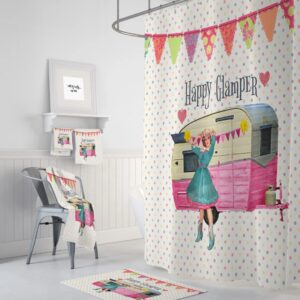 Shower Curtain, Vintage Camper, Glamper for Bathroom Decor, Home Decor