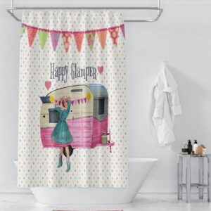 Shower Curtain, Vintage Camper, Glamper for Bathroom Decor, Home Decor