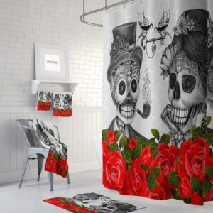 Skull Couple Shower Curtain for Bathroom Decor, Home Decor