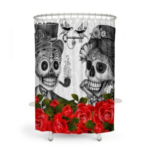 Skull Couple Shower Curtain for Bathroom Decor, Home Decor