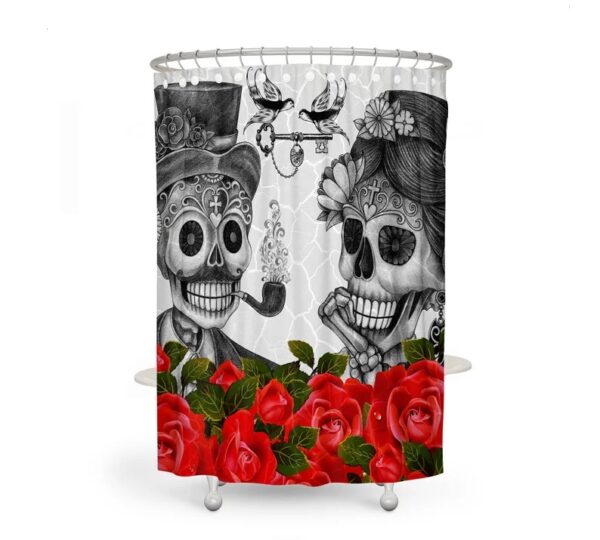 Skull Couple Shower Curtain for Bathroom Decor, Home Decor