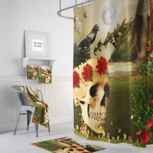 Skull Shower Curtain, Skull Bathroom Decor