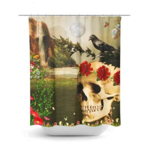 Skull Shower Curtain, Skull Bathroom Decor
