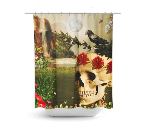 Skull Shower Curtain, Skull Bathroom Decor