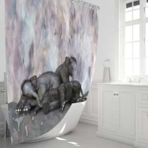 Sleepy Elephants Shower Curtain for Bathroom Decor, Home Decor