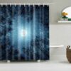 Starry Night In The Forest Shower Curtain, Blue Nature Star Moon Landscape, Home Bath Decor