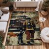 Strength in Unity: Dad Fire Fighter and Son Firefighter Decorative Personalized Rugs, Firefighter Rugs for Living Room Bedroom, Firefighter Rectangular Rugs Full Size FR95