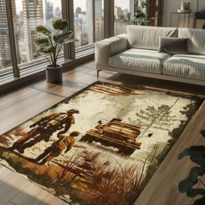 Strengthen Family Ties with Custom Firefighter Rugs for Dad and Son, Firefighter Rugs for Living Room Bedroom, Firefighter Rectangular Rugs Full Size FR107